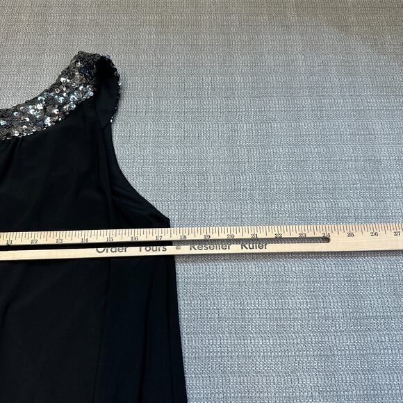 Y2K Scarlett Nite‎ Sequin Cocktail Mini Dress Black Silver Glam Party 12 - Picture 6 of 8